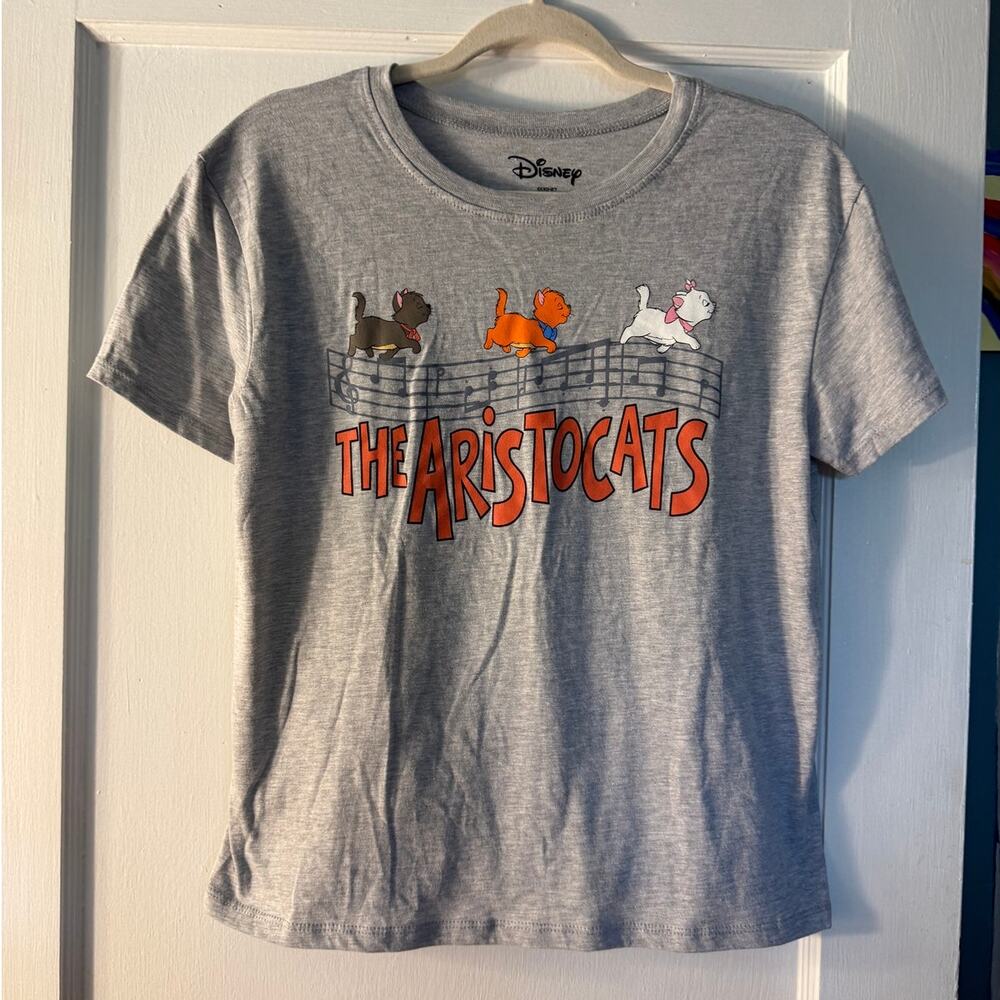 Disney The Aristocats Graphic T-Shirt Gray Short Sleeve Women’s Size Small